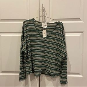 moss striped knit top